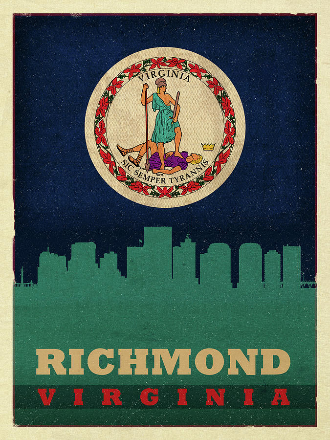 Richmond Mixed Media - Richmond City Skyline State Flag Of Virginia by Design Turnpike