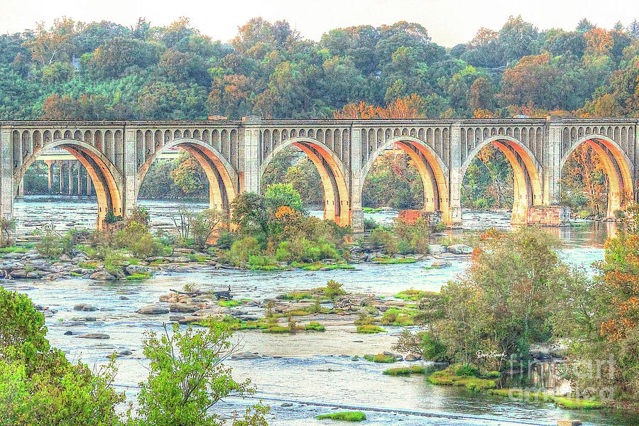 Richmond VA Virginia - CSX Railway Bridge Over James River Photograph by Dave Lynch