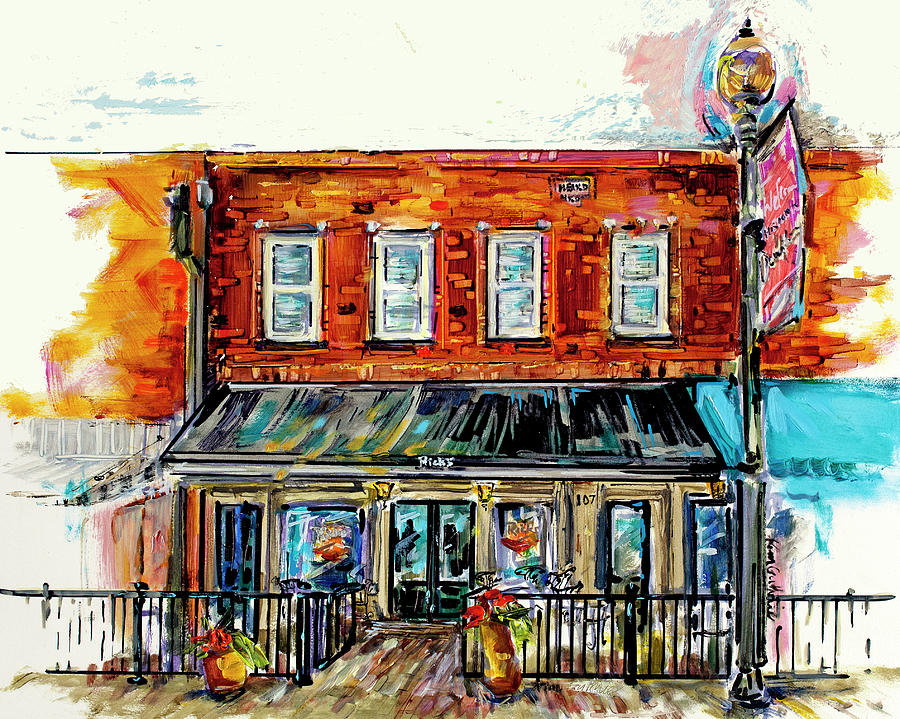 Architecture Painting - Ricks in Historic McKinney oil painting by Kim Guthrie