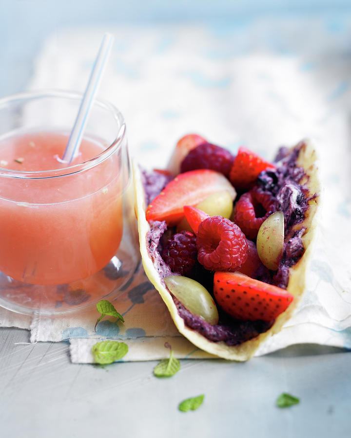 Ricotta And Summer Fruit Wrap Photograph by Radvaner