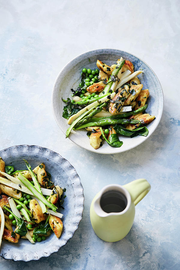 Ricotta Gnocchi With Spring Vegetables And Wild Garlic Butter Photograph by Stockfood Studios /  Thorsten Suedfels