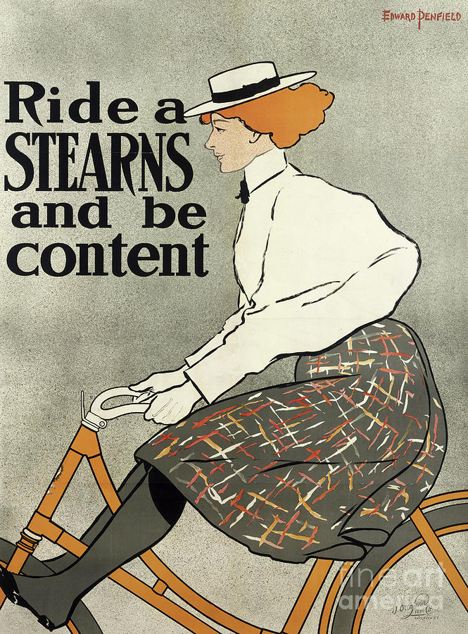 Ride a Stearns and be Content, circa 1896 Drawing by Edward Penfield