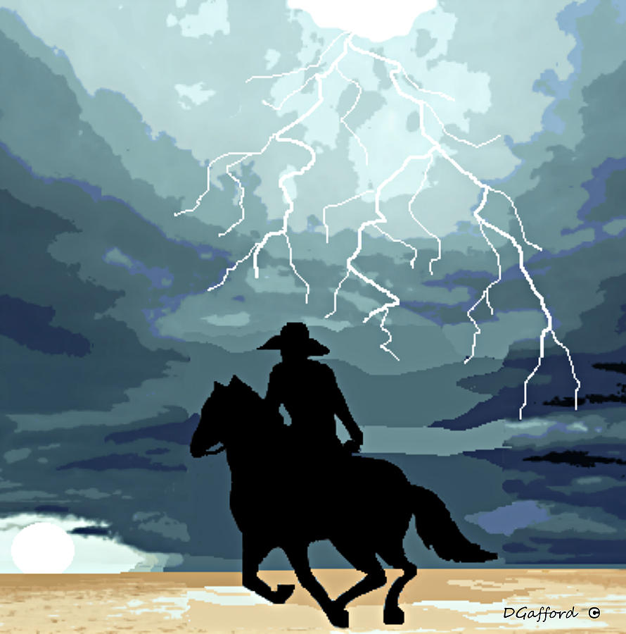 Rider In The Storm Painting By Dave Gafford