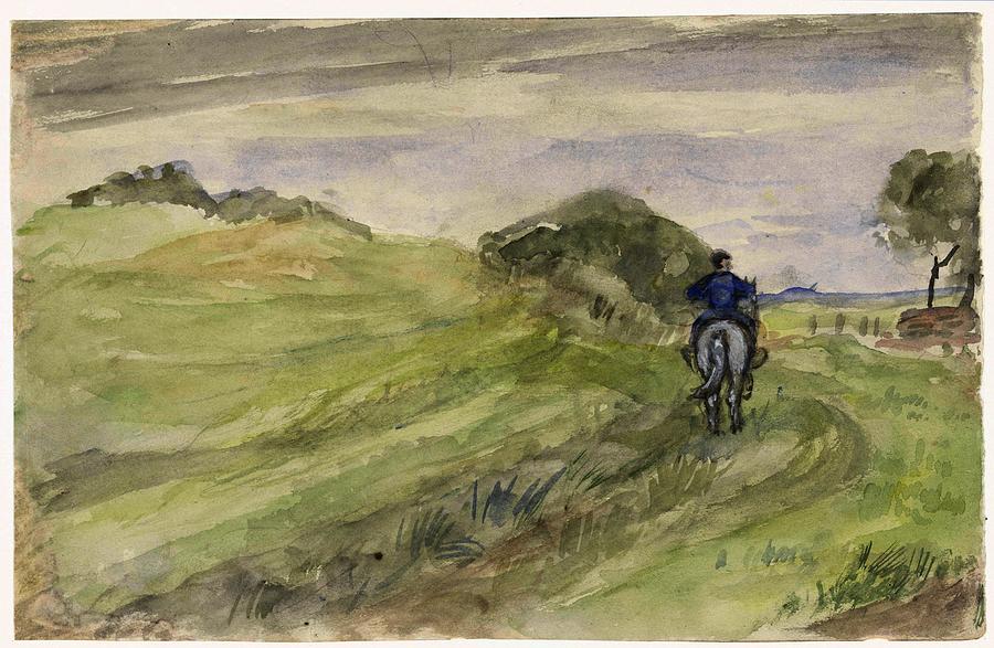 Rider on a country road. Painting by Jozef Israels Rider on a country road. Painting by Jozef Israels