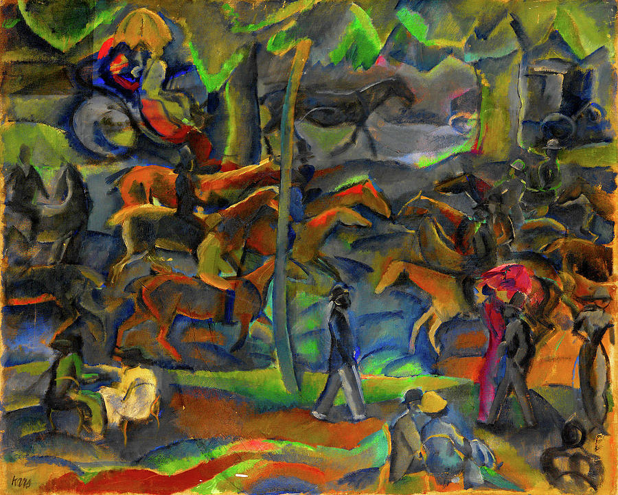 Riders and Flaneurs in the Park Painting by Georges Kars