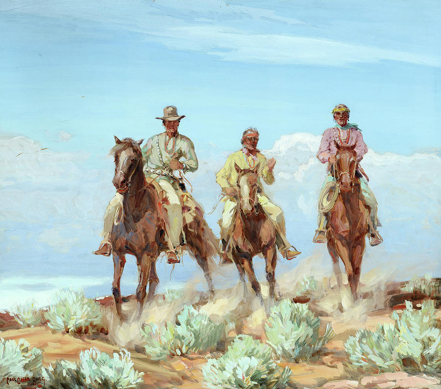 Desert Painting - Riders of the Painted Desert by Carl Oscar Borg