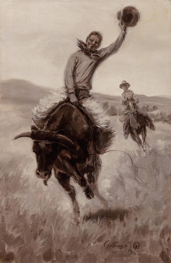 Riding A Bull Drawing by Elling William Gollings Riding A Bull Drawing by Elling William Gollings
