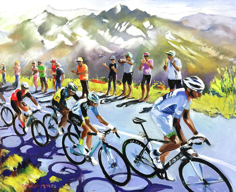Riding the Alpes in Sun Painting by Shirley Peters