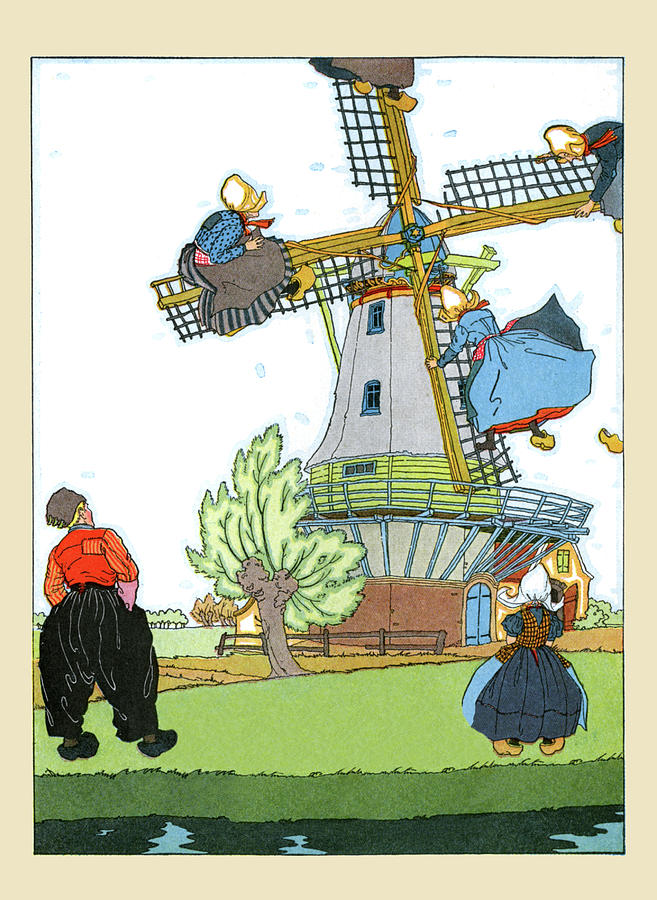 Riding the Windmills Vanes Painting by Maud & Miska Petersham