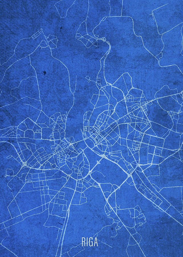 Riga Latvia City Street Map Blueprints Mixed Media by Design Turnpike