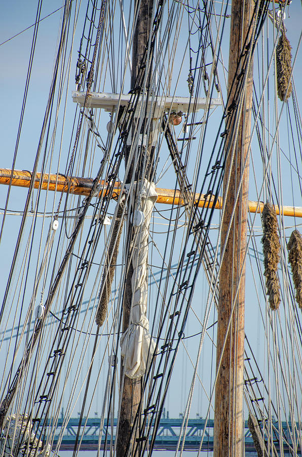 Rigging - Tall Ship Gazela Photograph by Bill Cannon