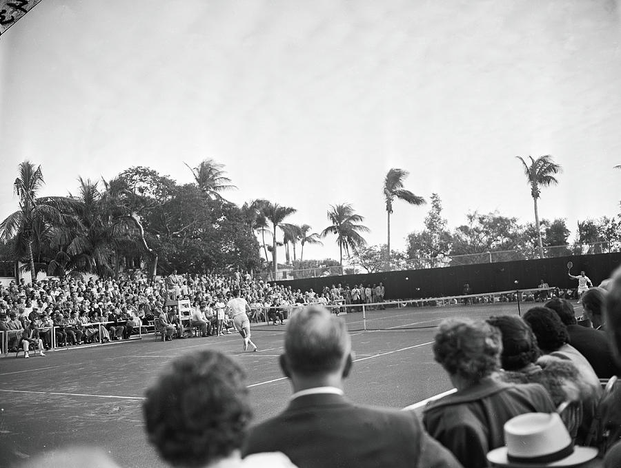 Tennis Photograph - Riggs Vs. Kramer At Coral Beach Tennis by Bert Morgan