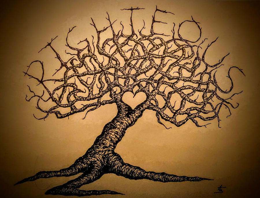 Righteous Love Tree Drawing by Aaron Bombalicki