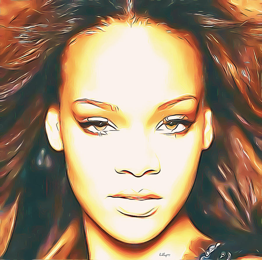 Rihanna portrait 2 Digital Art by Nenad Vasic