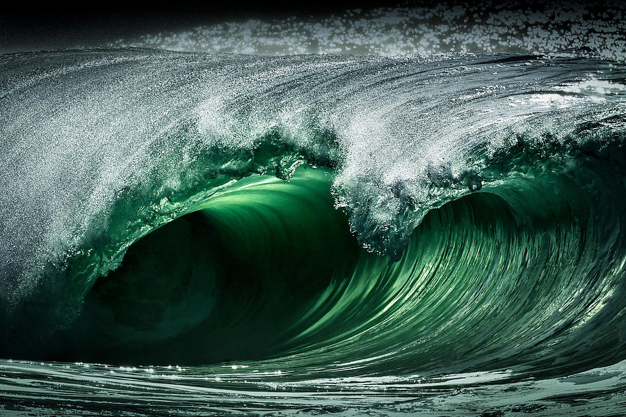 Abstract Photograph - Rileys Wave, A Giant Barreling Wave by George Karbus Photography