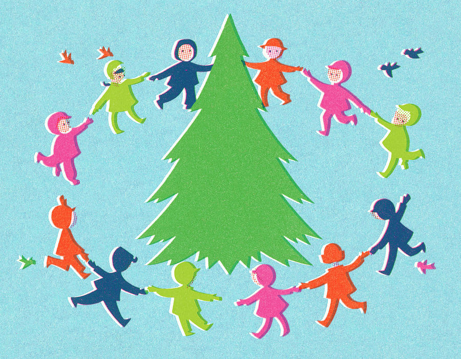 Christmas Drawing - Ring around the tree by CSA Images