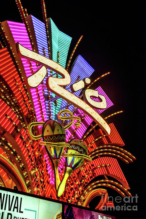 Rio Casino Sign at Night low Angle from the North West Photograph by Aloha Art