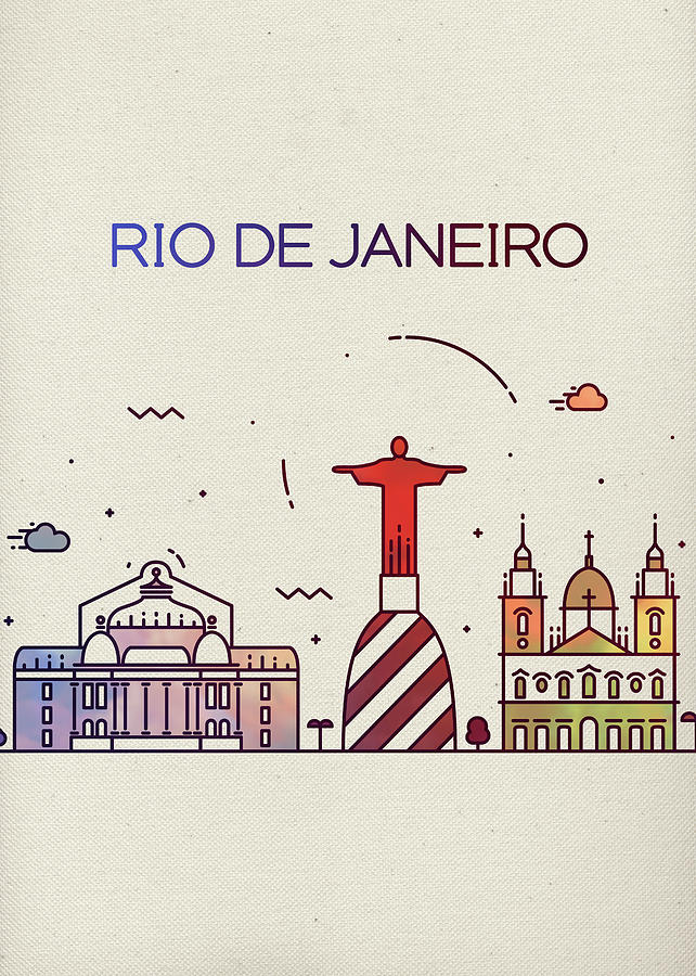 Rio De Janeiro Mixed Media - Rio De Janeiro Brazil Whimsical City Skyline Fun Bright Tall Series by Design Turnpike Rio De Janeiro Mixed Media - Rio De Janeiro Brazil Whimsical City Skyline Fun Bright Tall Series by Design Turnpike