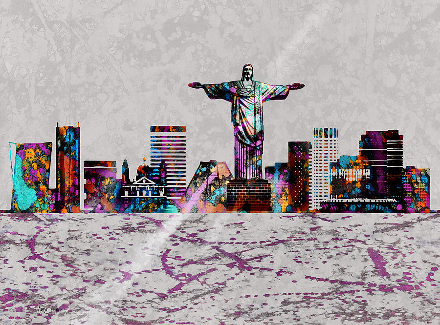 Rio De Janeiro Skyline Statue Of Redeemer Artist Singh Mixed Media By Artguru Official Maps