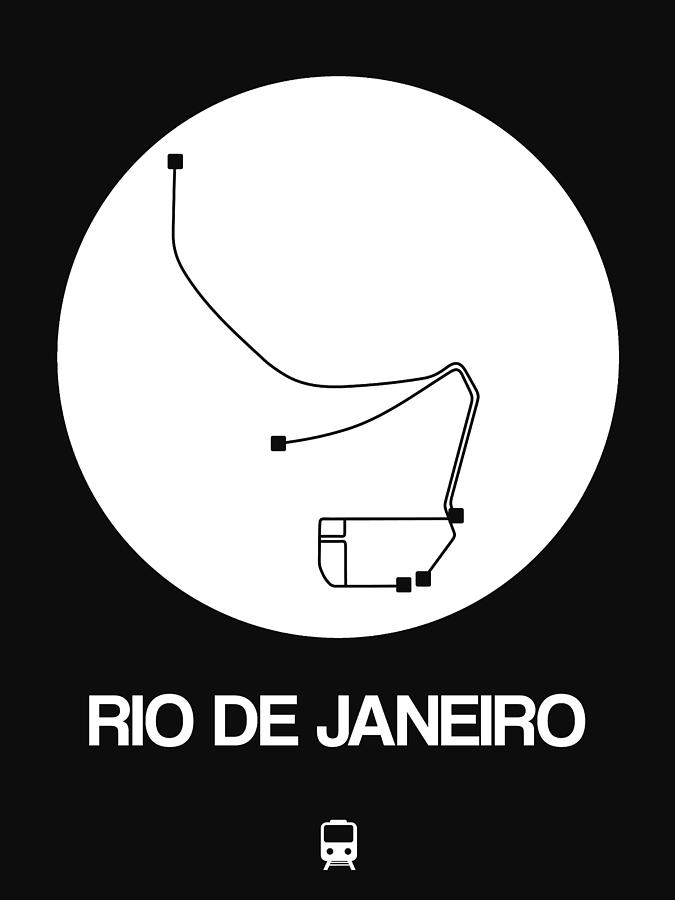 Map Digital Art - Rio De Janeiro White Subway Map by Naxart Studio