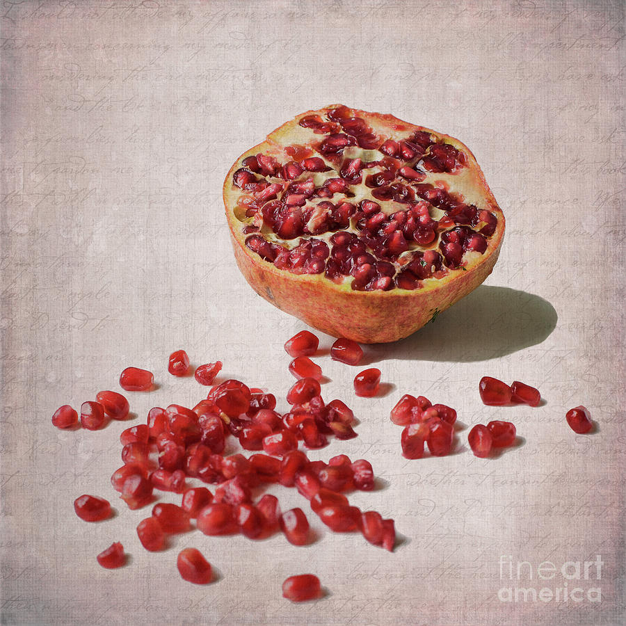 Ripe Pomegranate With Seeds Photograph