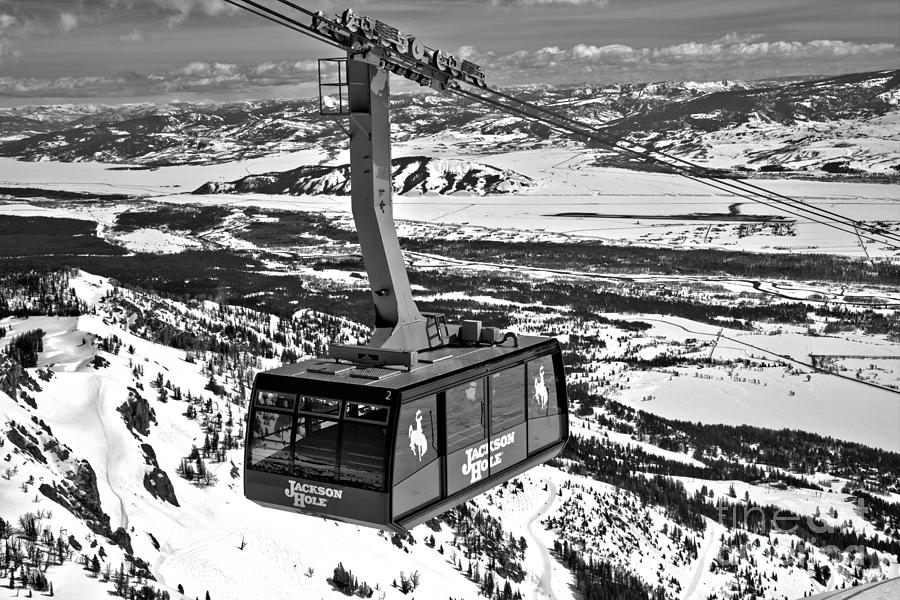 Rising Above Teton Village Black And White Photograph by Adam Jewell