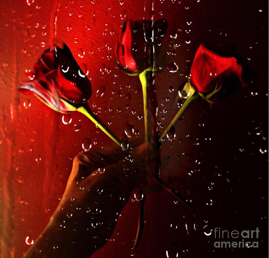 Rain and Roses  Digital Art by Gayle Price Thomas