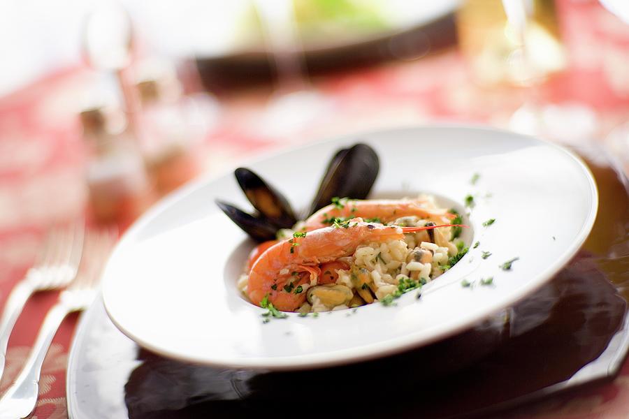 Risotto Alla Veneziana seafood Risotto, Italy Photograph by Imagerie
