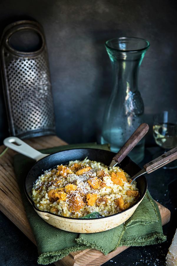 Risotto With Butternut Squash And Parmesan Cheese Photograph by Magdalena Hendey