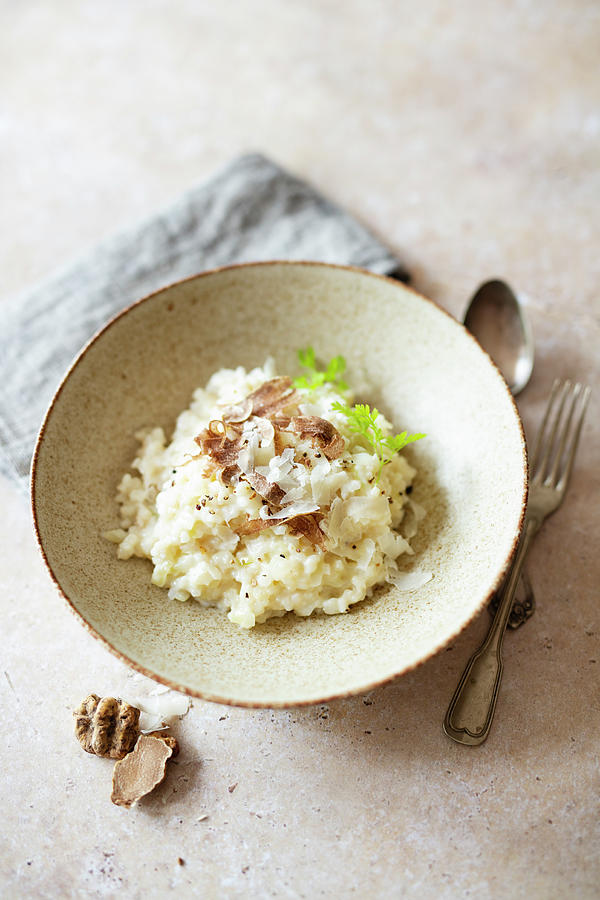 Risotto With White Alba Truffles And Parmesan italy Photograph by Jan Wischnewski
