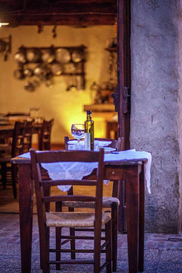 Ristorante With Rustic Wooden Tables italy Photograph by Eising Studio