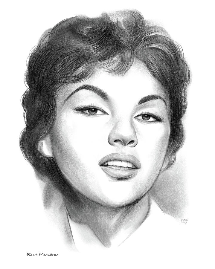 Rita Moreno Drawing by Greg Joens