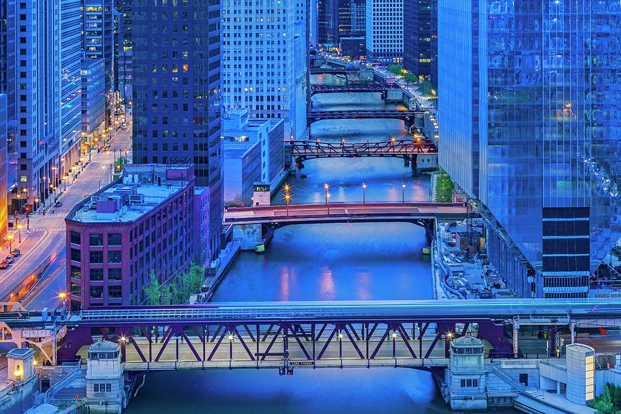 River & Bridges, Chicago, Il Digital Art by Claudia Uripos