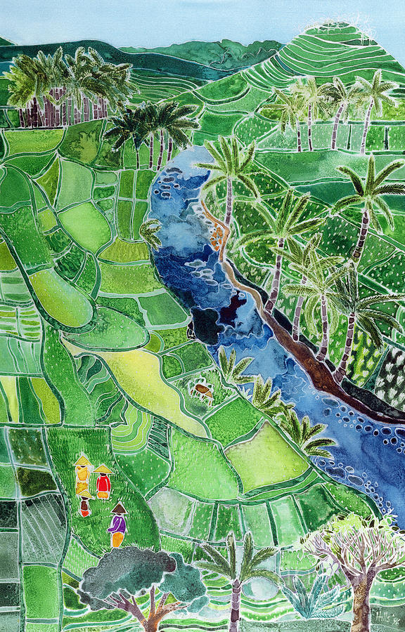 River Agung, Bali Painting by Hilary Simon