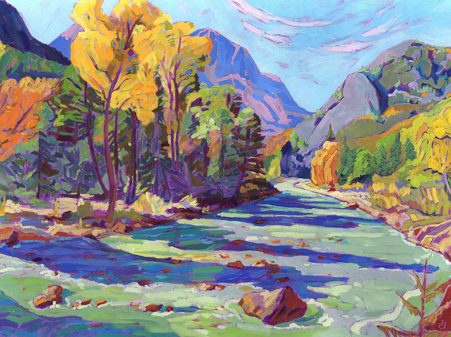 River Aspens Painting by Jessica Johnson