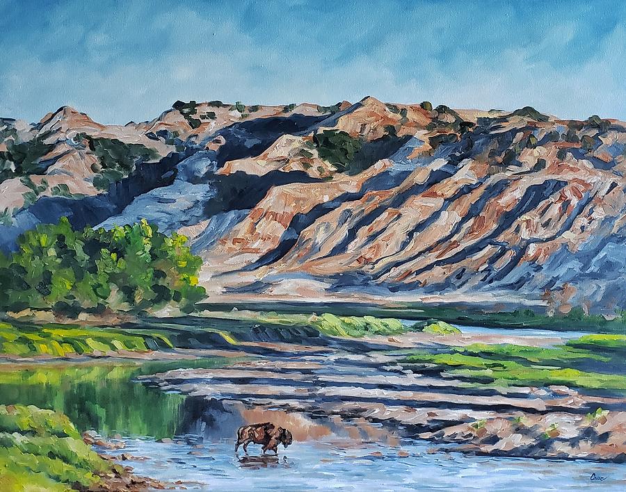 Theodore Roosevelt National Park Painting - River Crossing by Katrina Case