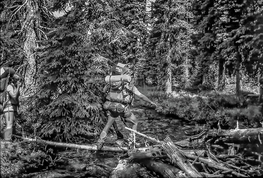 River Crossing - The Great Divide Trail Bw Photograph