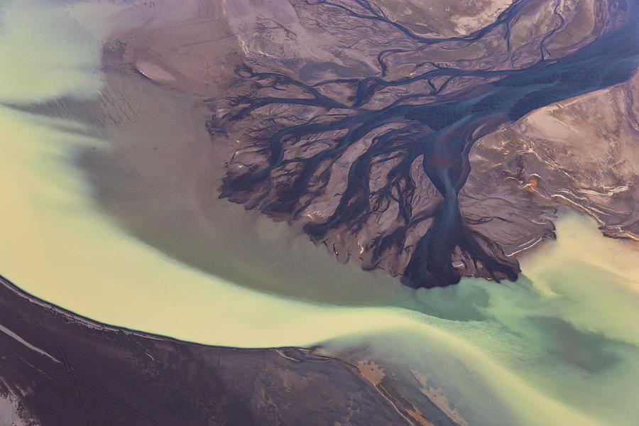 River Estuary, Glacial Melt, Hvammur Photograph by Peter Adams