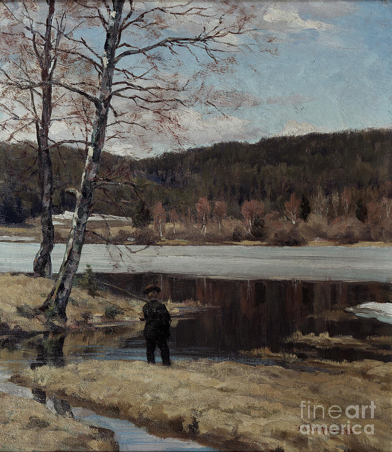 River Fisher, 1888 Painting by Jacob Gloersen