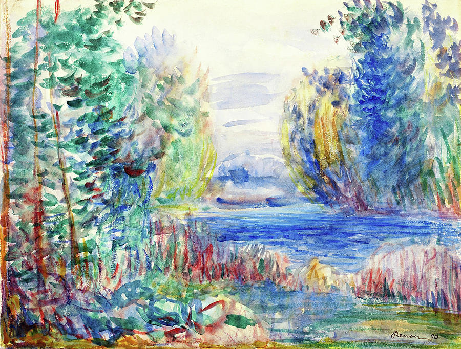 River Landscape Painting - River Landscape - Digital Remastered Edition by Pierre-Auguste Renoir River Landscape Painting - River Landscape - Digital Remastered Edition by Pierre-Auguste Renoir