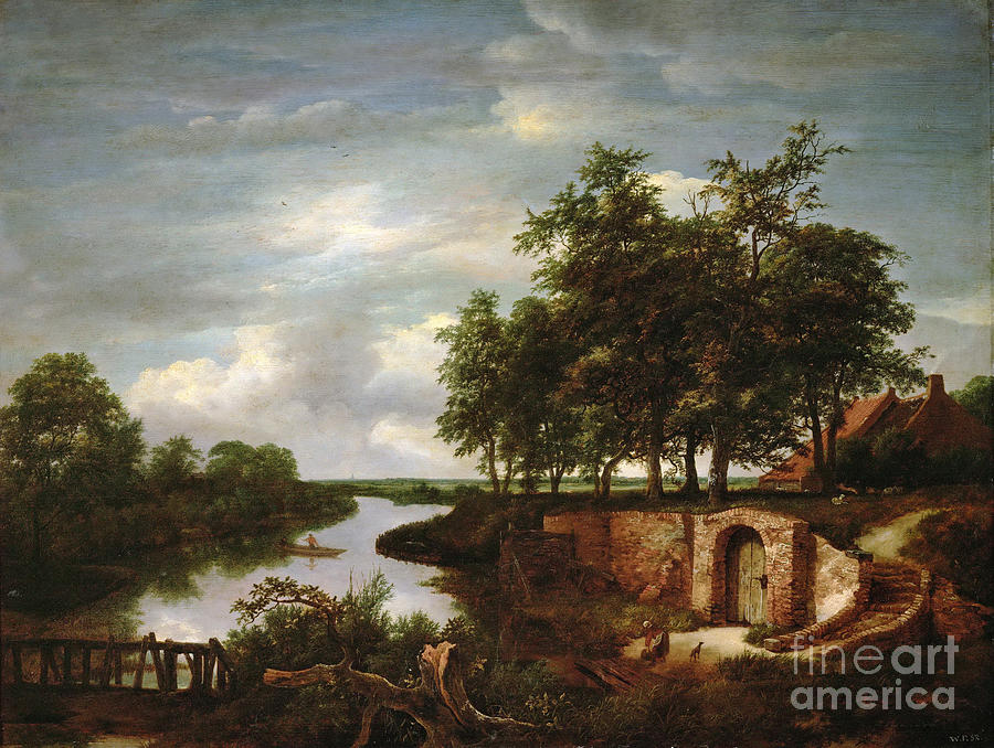 River Landscape With Cellar Entrance Drawing by Heritage Images