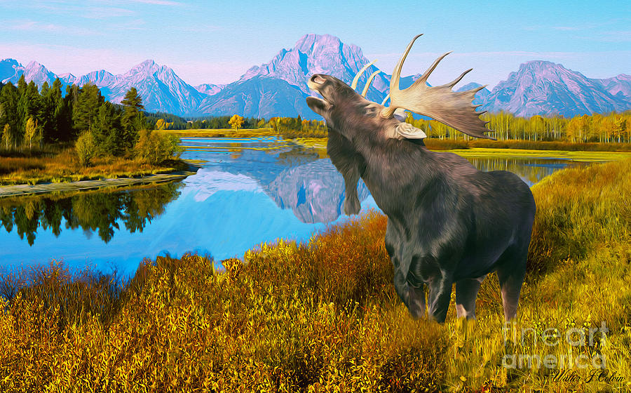 River Moose Digital Art by Walter Colvin