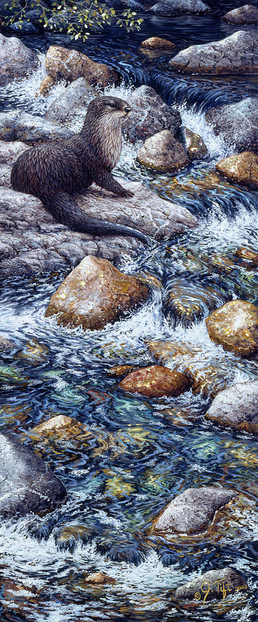 River Otter 2 Painting by Jeff Tift