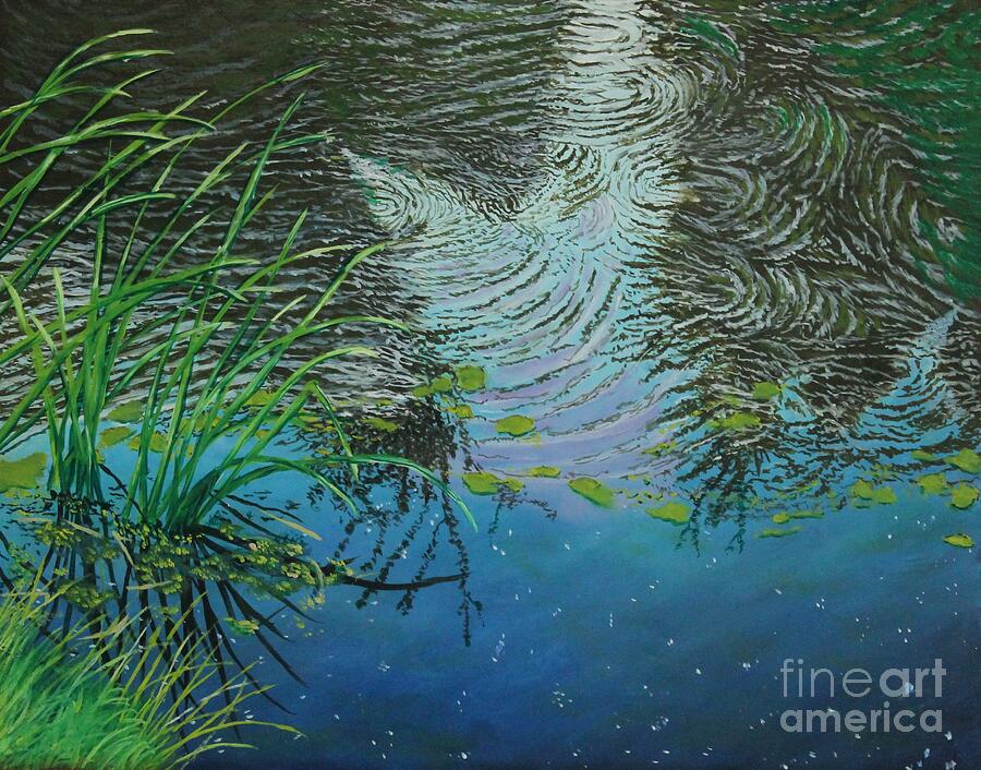 River ...Ripples and Reeds Painting by Bob Williams