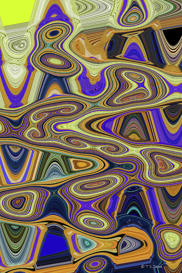 River Rocks With Autumn Leaf Abstract 0319ps3e Digital Art by Tom Janca