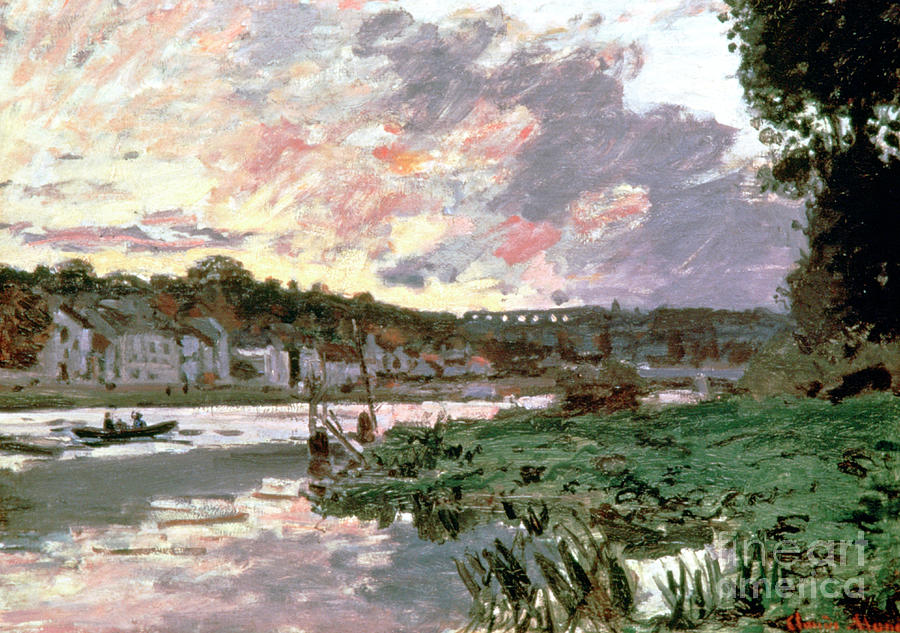 River Seine At Bougival, C1870. Artist Drawing by Print Collector