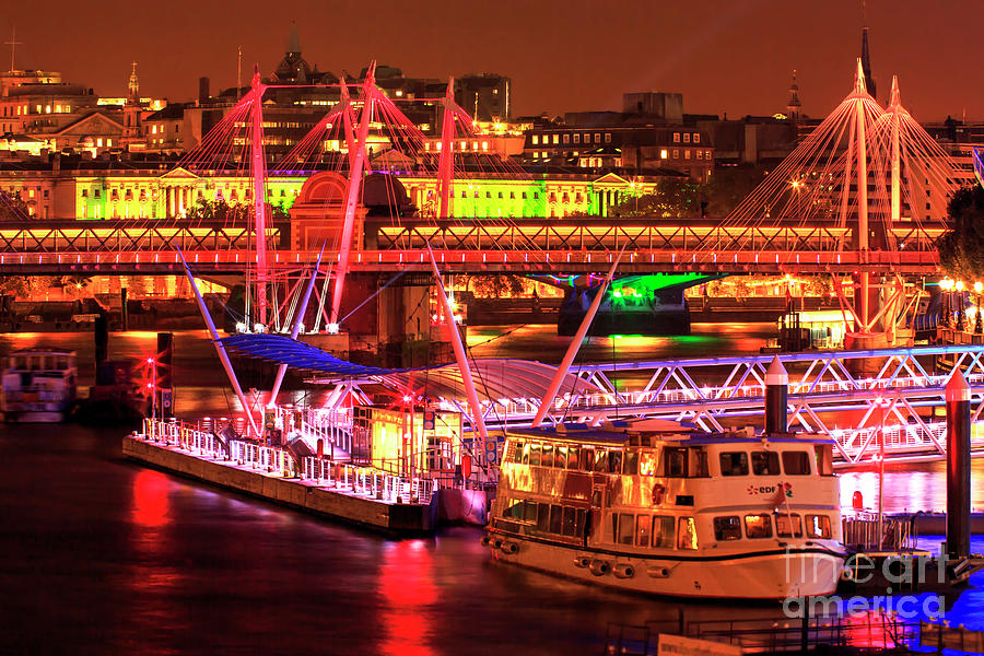 River Thames Night Lights in London Photograph by John Rizzuto