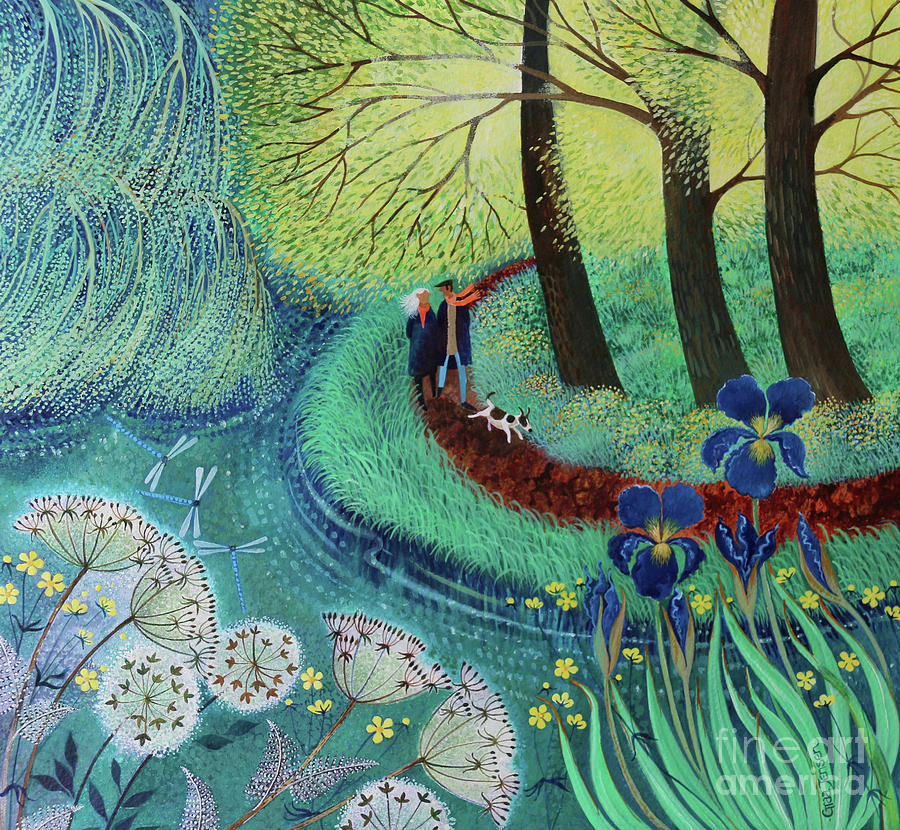 Tree Painting - River Wey walk by Lisa Graa Jensen