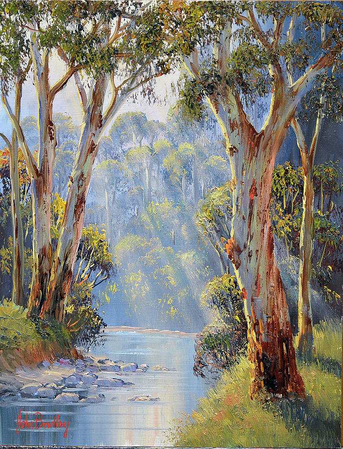 Tree Painting - Riverside Gums   Tumut by John Bradley