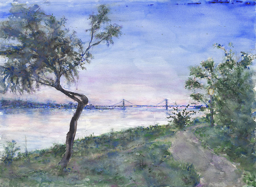 Watercolor Painting - Riverside Park Trees 2 by Jay Kauffman Watercolor Painting - Riverside Park Trees 2 by Jay Kauffman